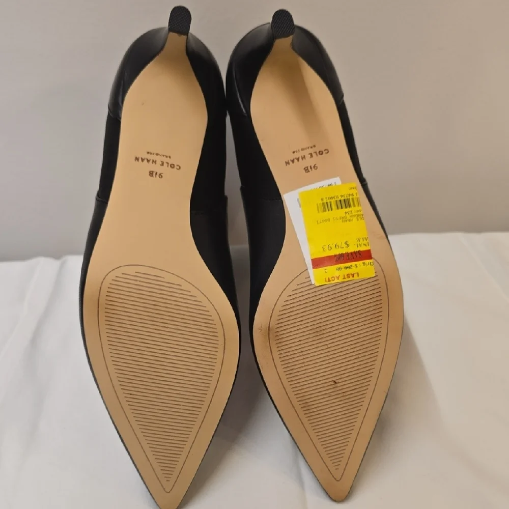 Cole Haan Black Pointed-Toe Leather Ankle Boots - Picture 6 of 9
